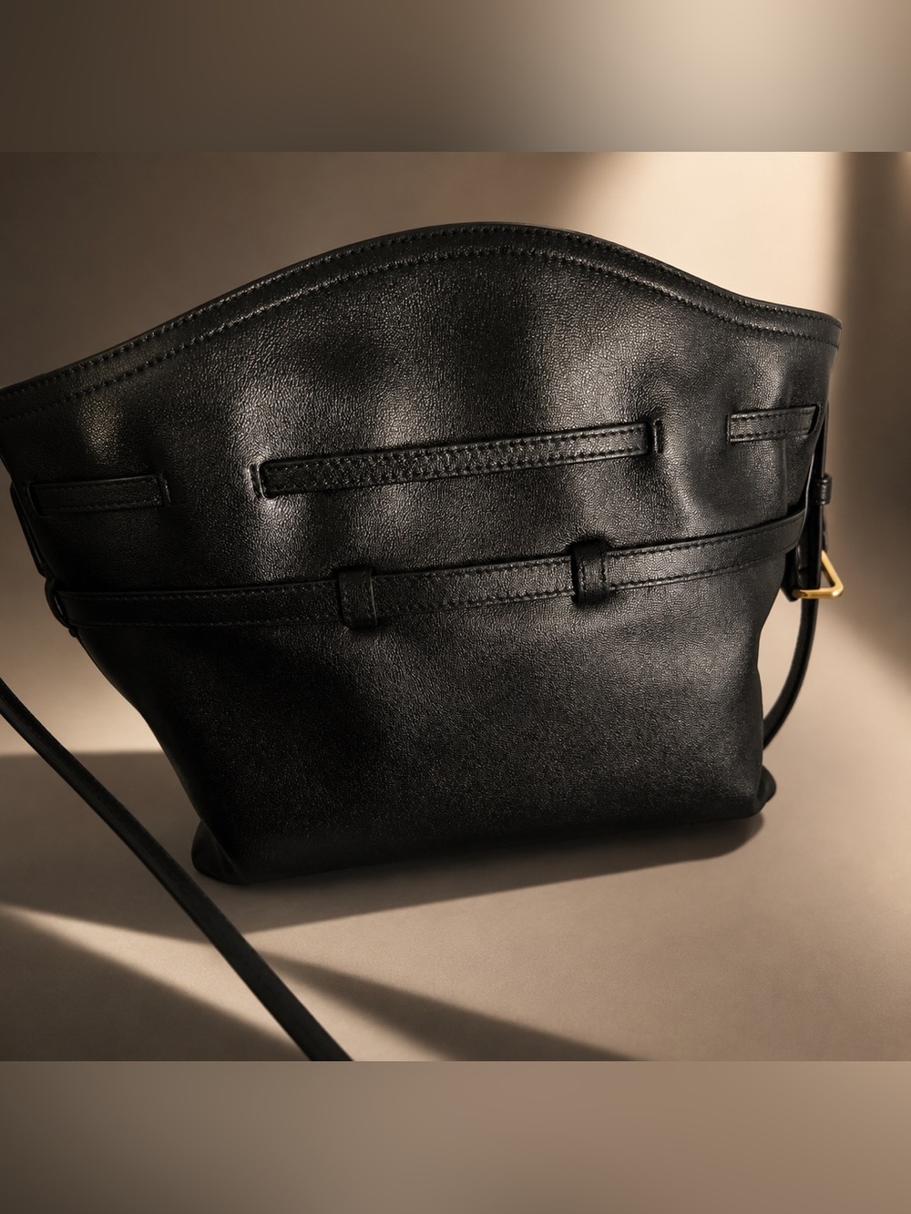 SOLD  Givenchy Small Voyou Bucket Bag Black Shiny Calfskin Leather Gold Hardware - Picture 11 of 17